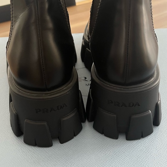 Authentic Prada Monolith brushed leather Chelsea boots size 37 - Picture 10 of 13